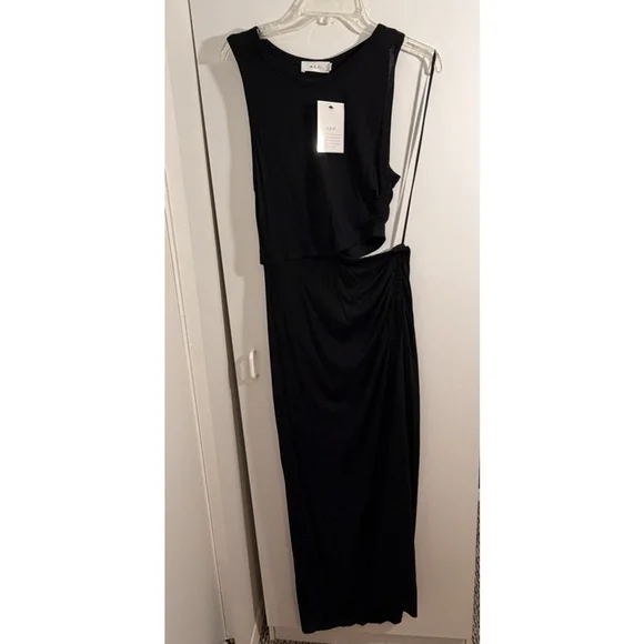 A.L.C. NWT Jaxon Black Side Cut Out Maxi Dress Large Bodycon Sleeveless Sexy - Picture 2 of 14